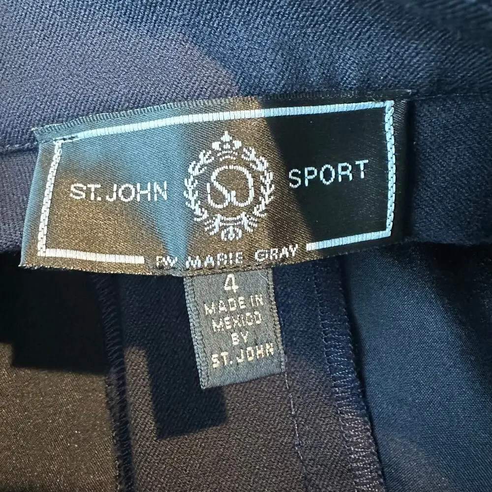 St. John Sport by Marie Gray Navy Blue Straight Leg Cotton Blend Pant 4